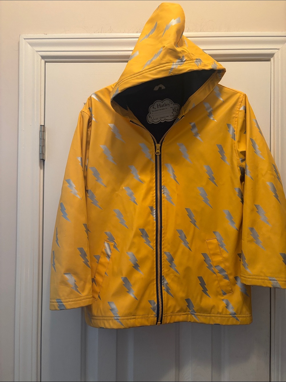 Hatley Yellow Raincoat with Silver Lightning Bolts